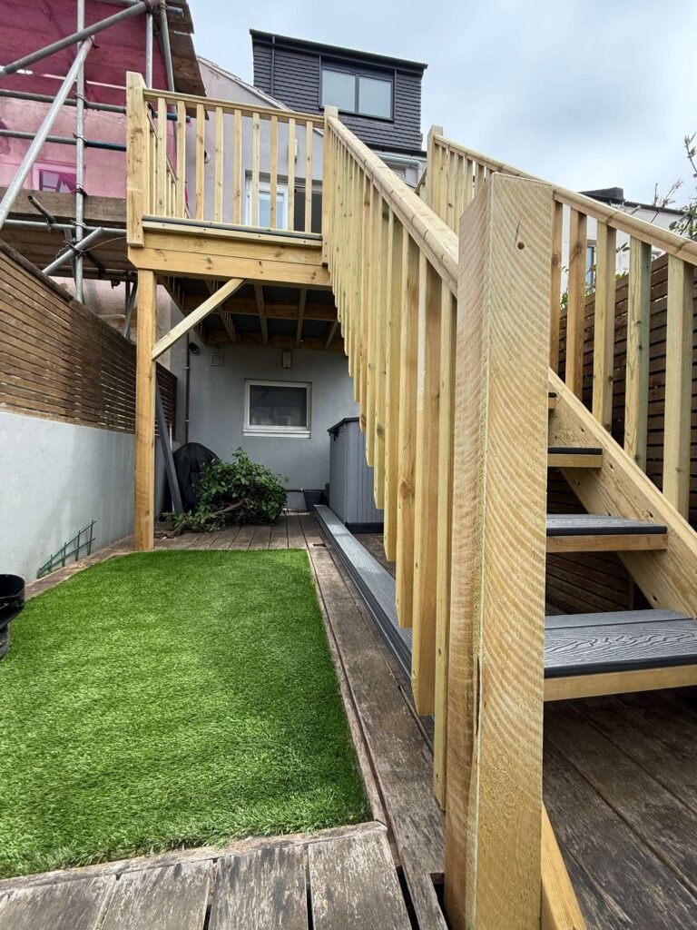 Procut Carpentry creating bespoke garden decks with precise craftsmanship and attention to detail.