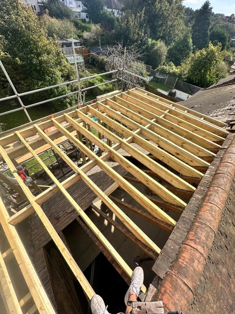 Constructing a dormer to add space and light to the loft conversion in Brighton, by Procut Carpentry.