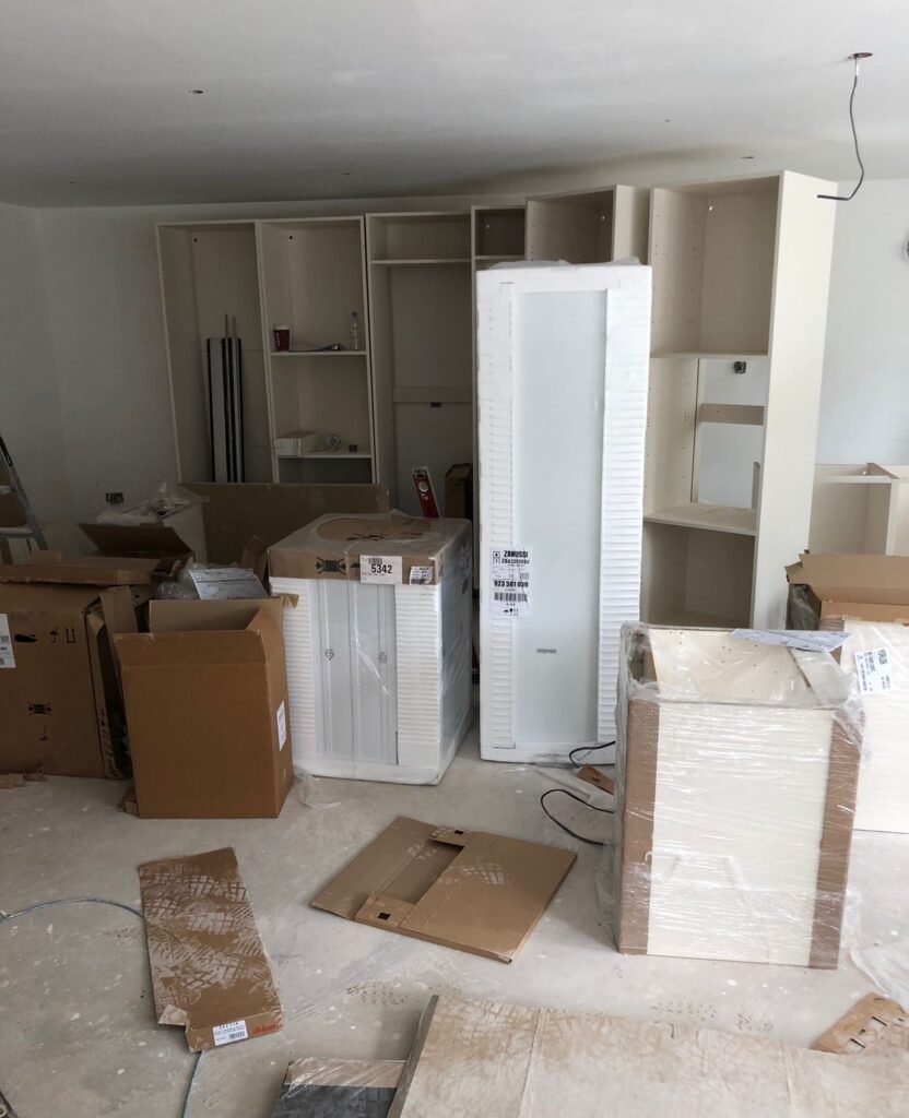 Close-up of modern kitchen units being installed in Brighton, crafted with precision by Procut Carpentry.