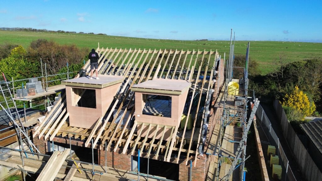Progress on roof construction with dormers in Peacehaven by Procut Carpentry
