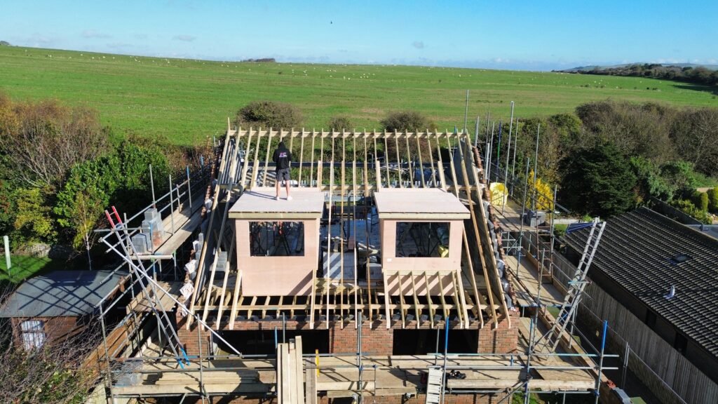 Dormer roof front elevation on Peacehaven new build by Procut Carpentry