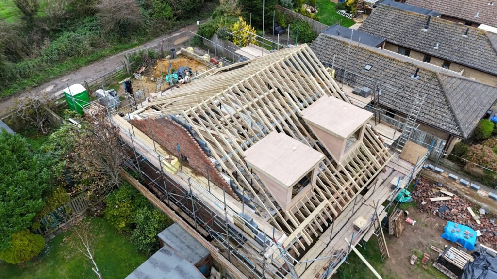 Two flat roof dormers on the back elevation of Peacehaven project by Procut Carpentry