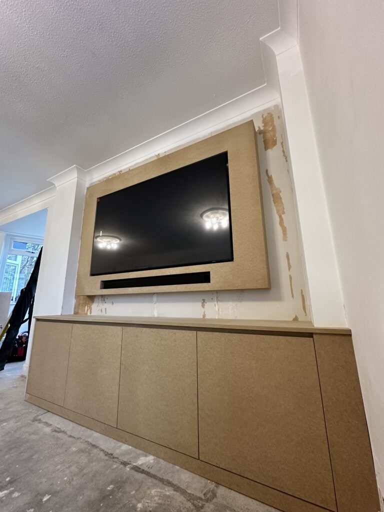 Media wall project in Varndean, showcasing Procut Carpentry's precision.