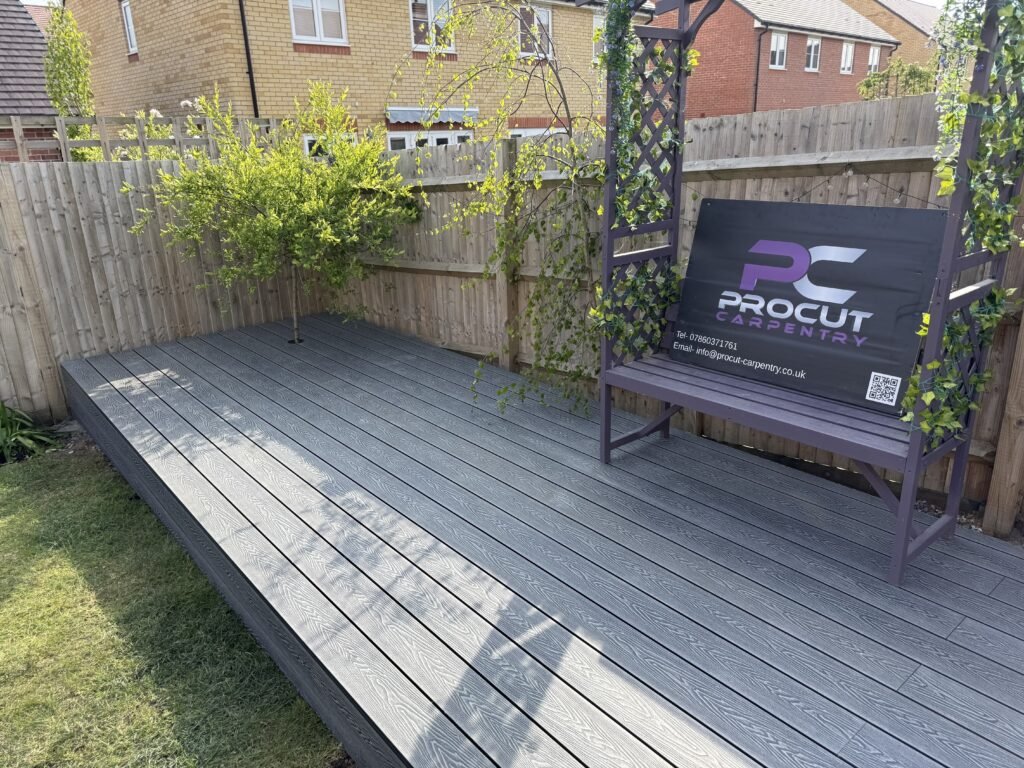 Modern composite decking adding aesthetic appeal to Lancing outdoor space.