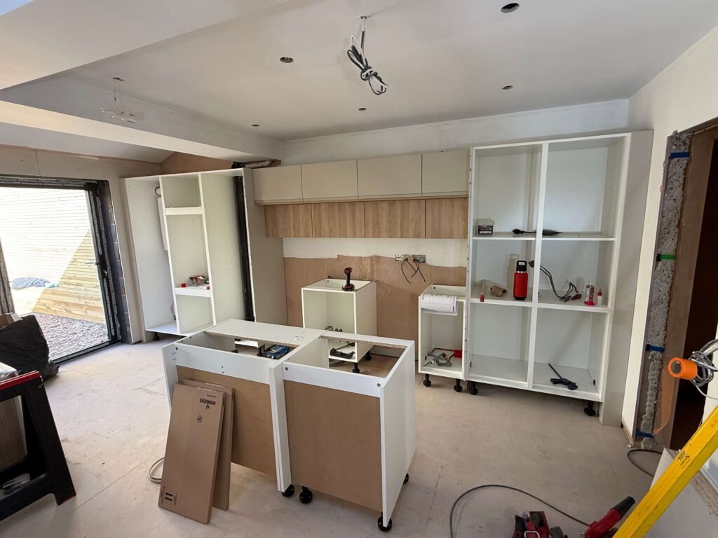 Procut Carpentry-built kitchen island offering storage and workspace in Hove.
